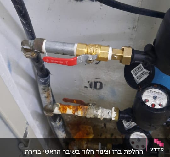 צינורות מים עם ברזים ומד לחץ
